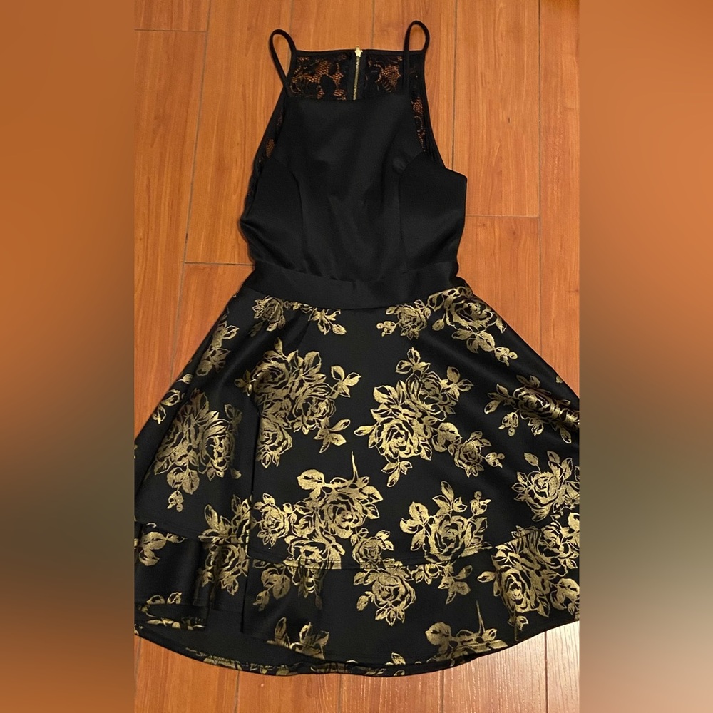 Black and gold short layered dress
